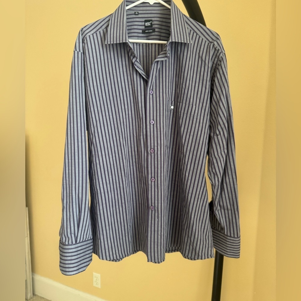 Mont Blanc Blue Cotton Button Down Shirt